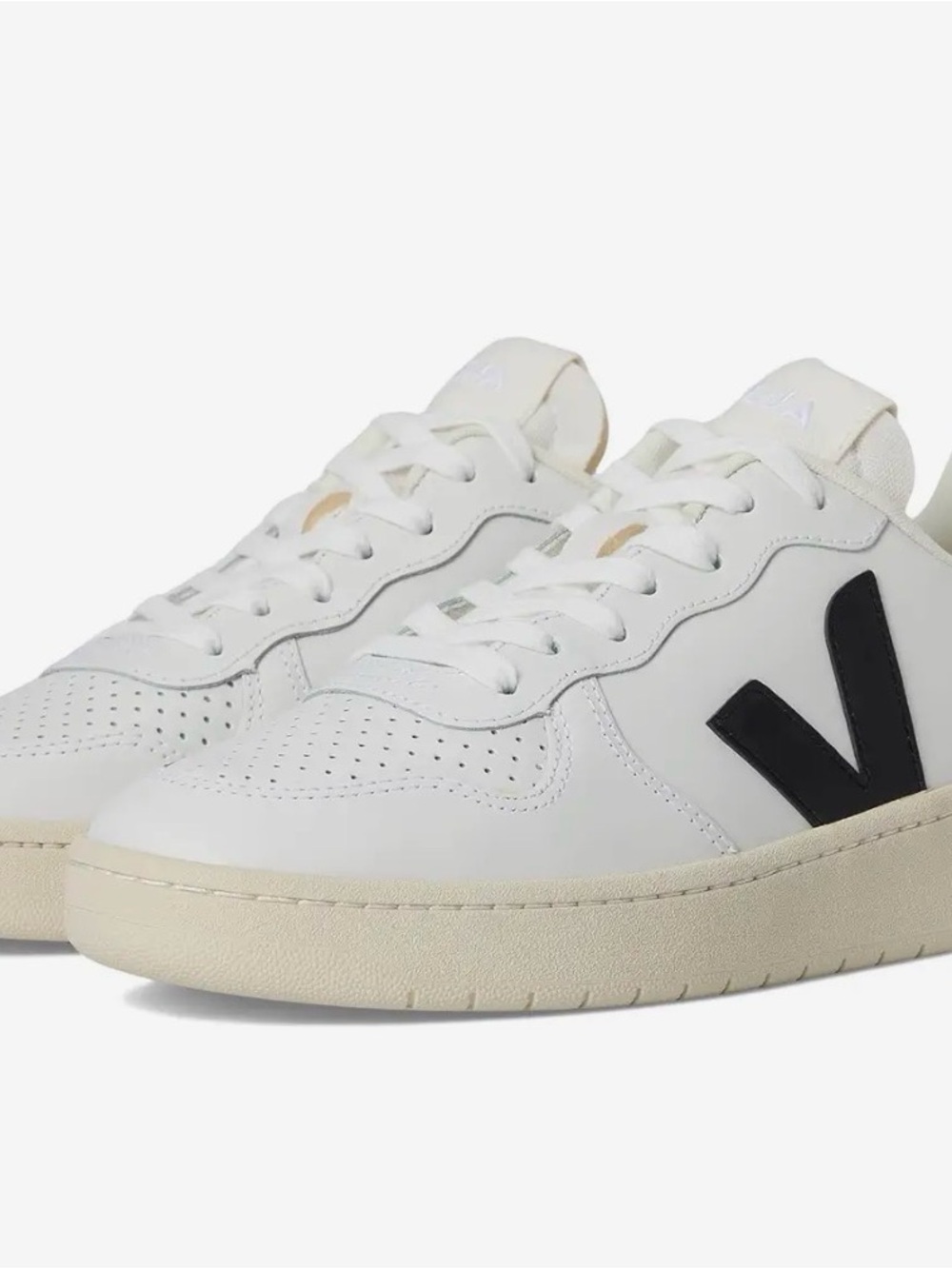 Veja White Leather Sneakers with Black Accent